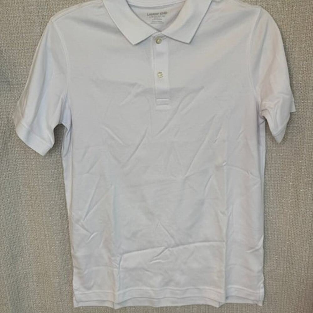 Lands' End NWOT coed short sleeve white interlock polo shirt size Large